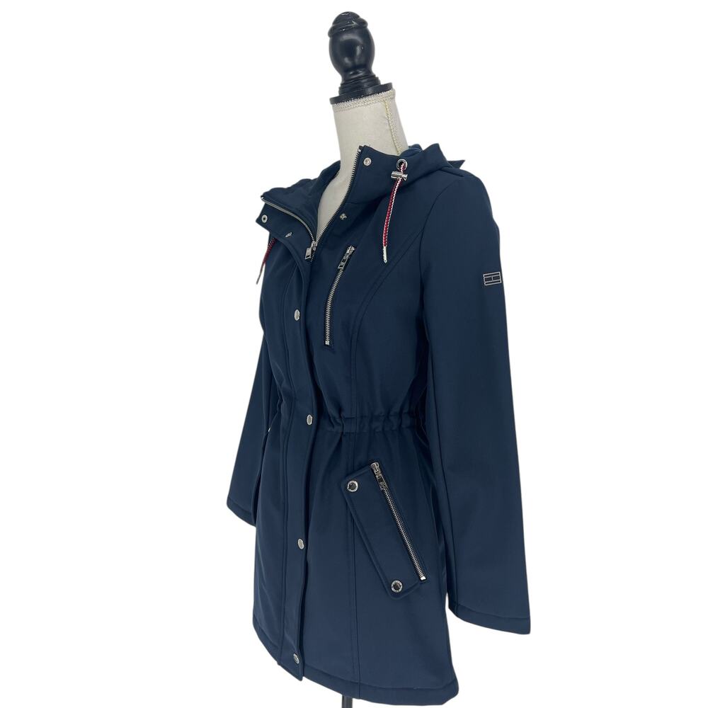 Tommy Hilfiger Hooded Cinch Waist Softshell Raincoat XXS - Picture 8 of 15